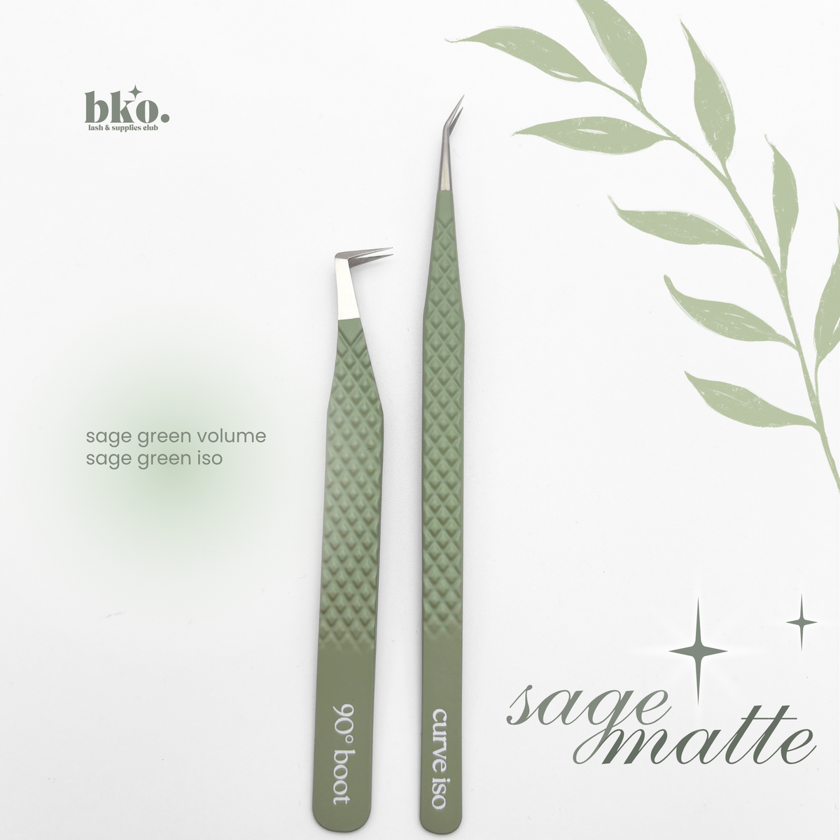BKO Sage Matte Collection - Volume Tweezers