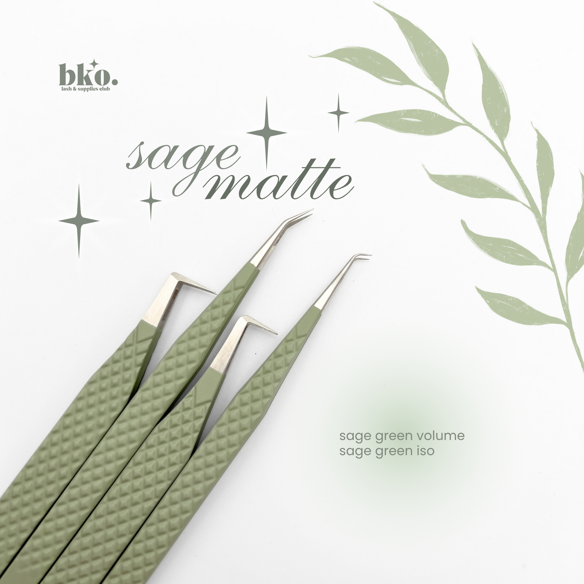 BKO Sage Matte Collection - Volume Tweezers